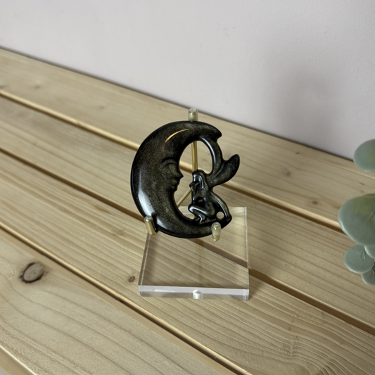 Gouden Obsidiaan Maan met Engel