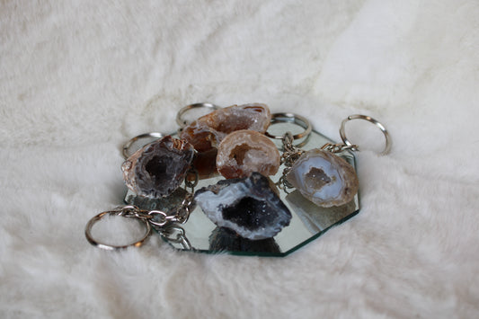 Agaat geode sleutelhanger