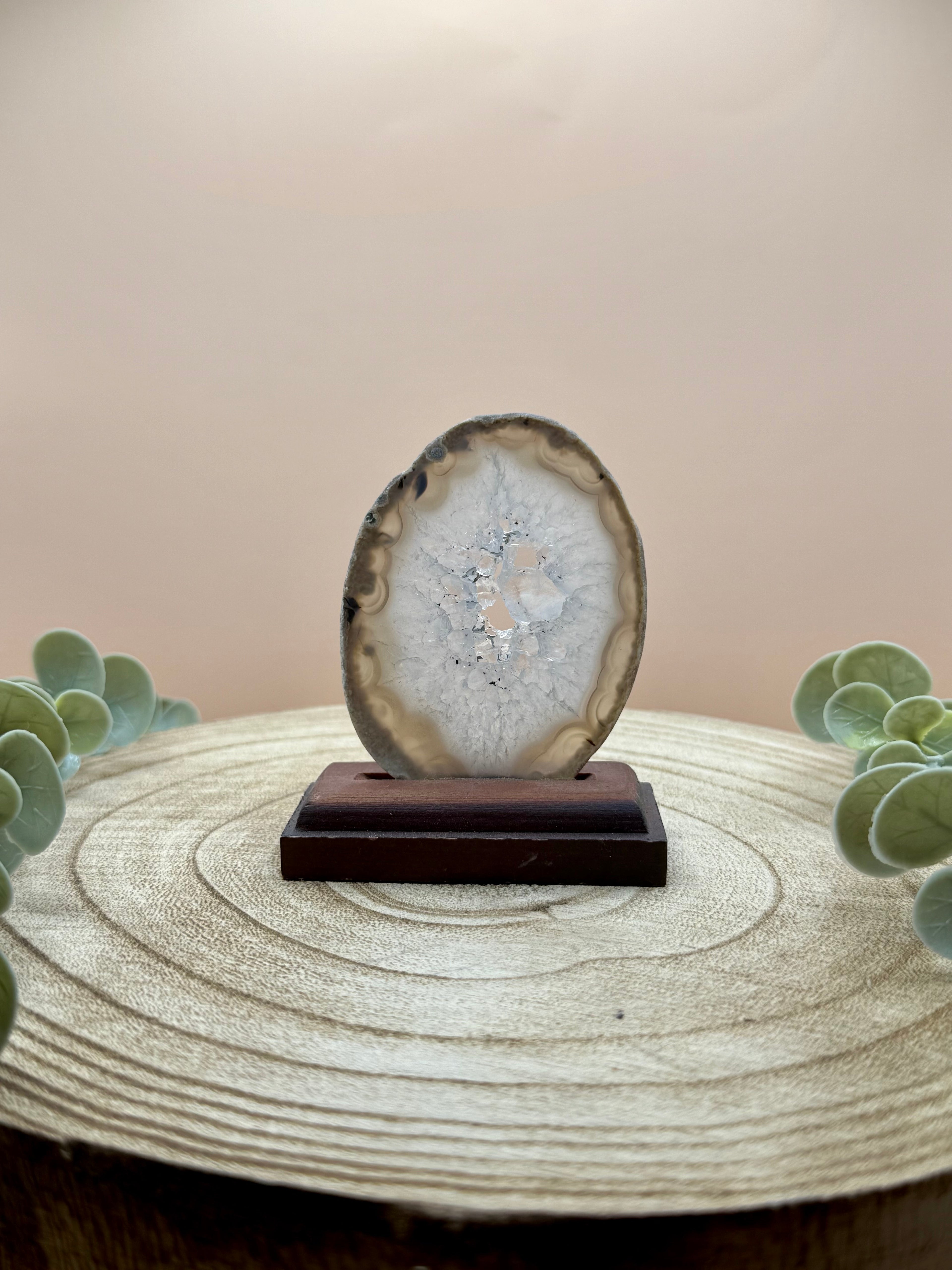 Agaat schijf in standaard